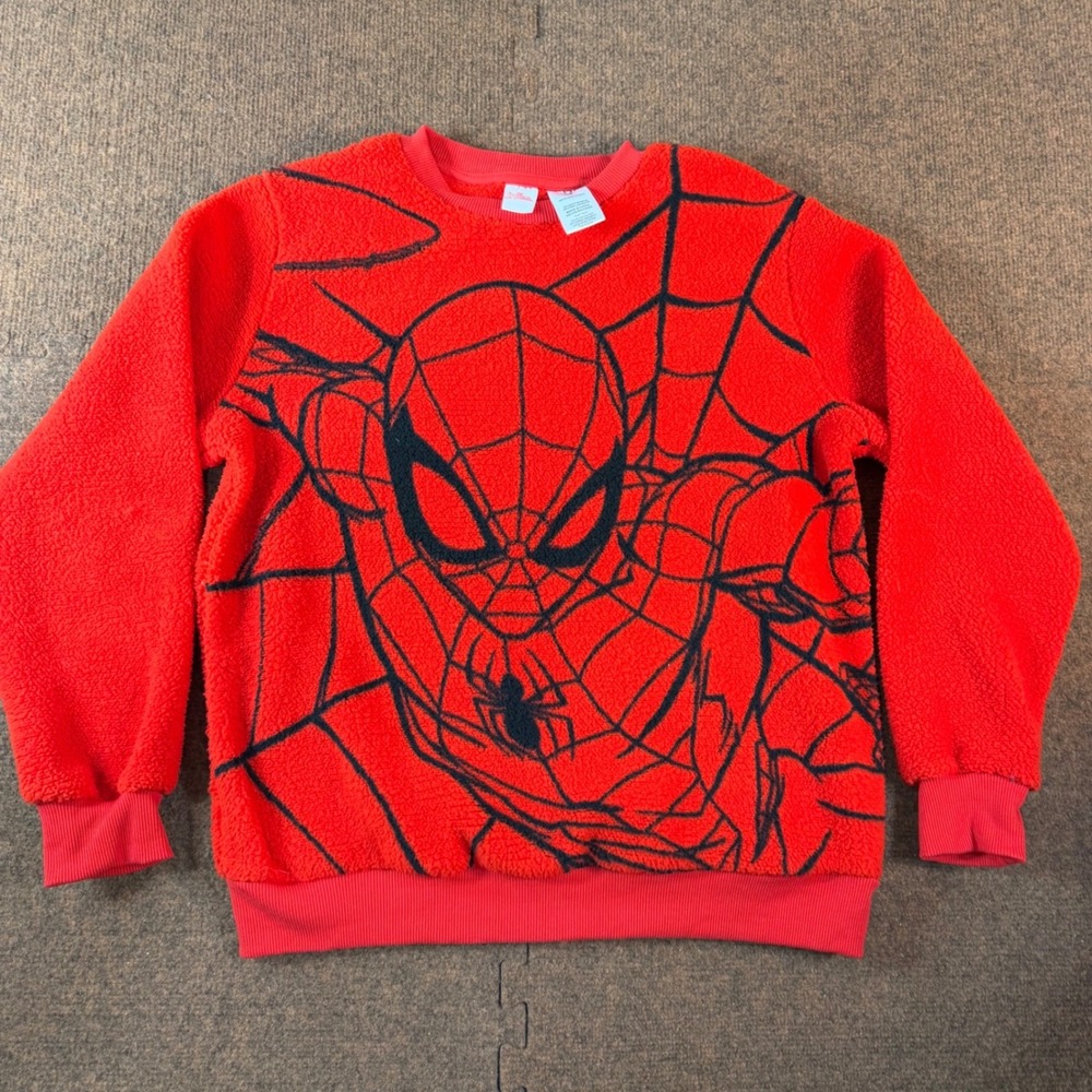 Marvel Spider-Man Kids Red Sherpa Fleece Sweatshirt Pullover Size 18 MSL068ABBWT